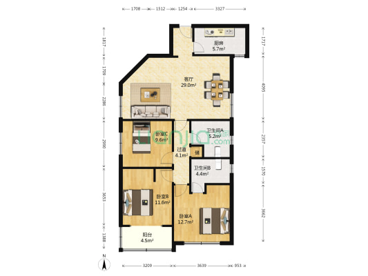 科乐苑 3室1厅2卫 130平方