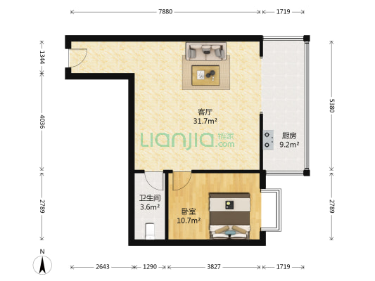 国际会展名城 1室1厅1卫 80平方