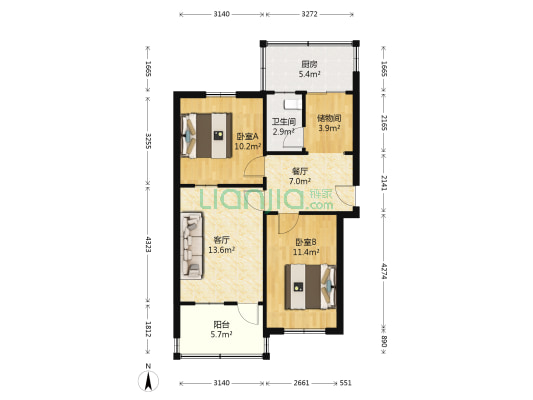 烈士山东路12号 2室2厅1卫 70平方