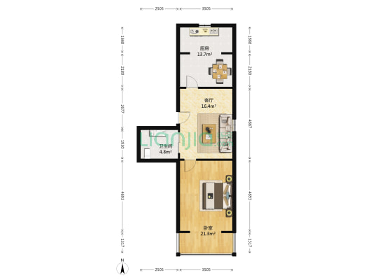 江湾茗苑 1室1厅1卫 71平方