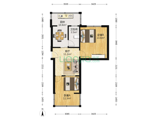 青西路8号 2室1厅1卫 55平方