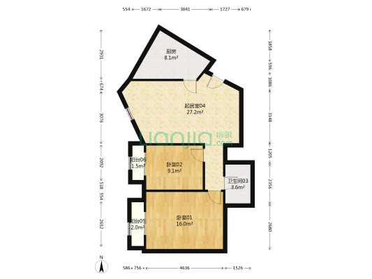 瑞都国际南区 2室1厅1卫 84平方