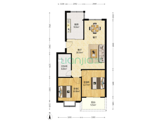 百通馨苑一区 2室1厅1卫 97平方