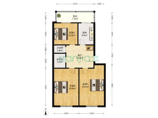林园小区 3室1厅2卫 109平方
