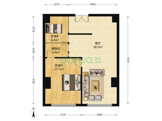 虹源大厦 2室1厅0卫 108平方