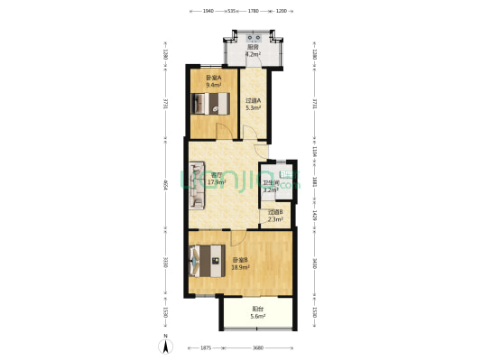 郑州国棉四厂 2室1厅1卫 77平方
