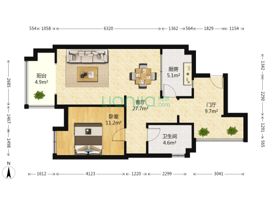铂金时代 1室1厅1卫 68平方