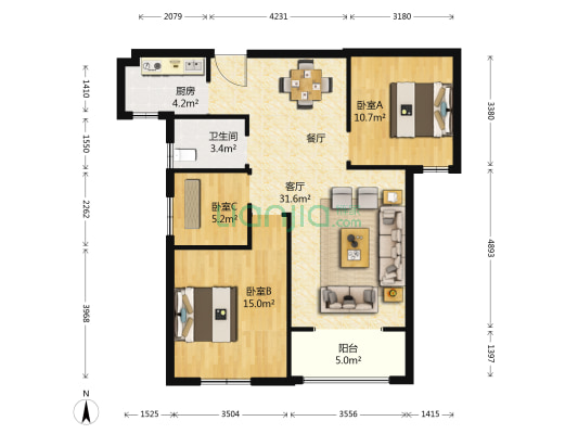 冠通梧桐湾 3室1厅1卫 97平方