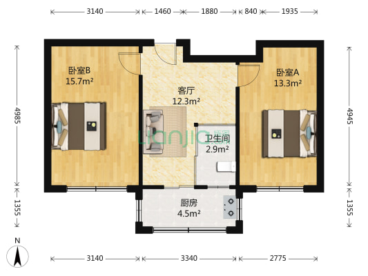 新开河小区南区 2室1厅1卫 62平方