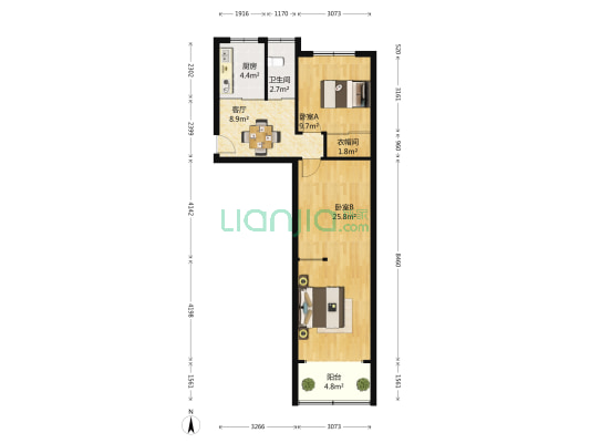 经一路北16号 2室1厅1卫 54平方