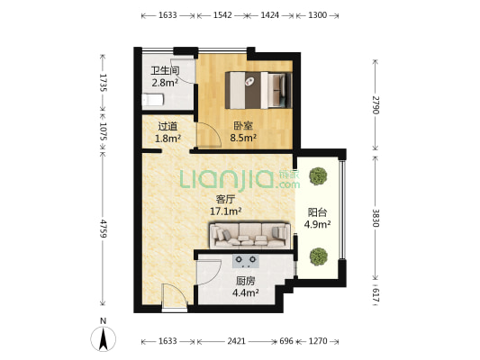 金中环广场 1室1厅1卫 59平方