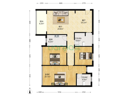 新天地 3室2厅2卫 123平方