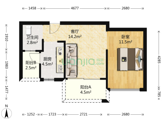 临深圳3公里，小户型49平一房一厅，户型方正 红本在手