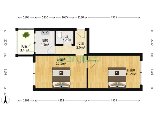 东开原街 2室0厅1卫 60平方