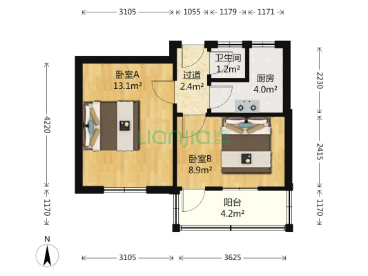 七里山路37号 2室0厅1卫 43平方