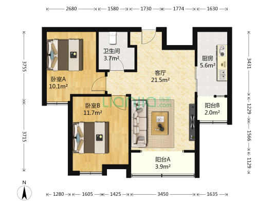 茗筑一品 2室1厅1卫 81平方