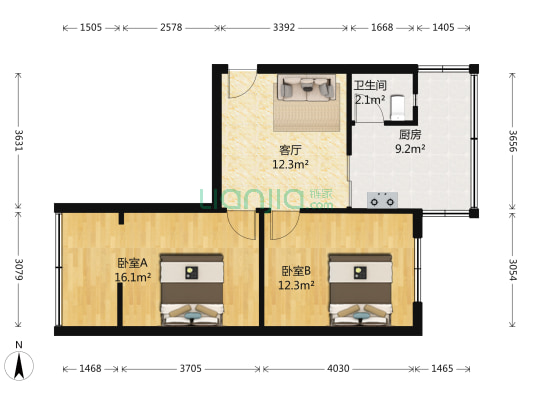 莲花南路4号 2室1厅1卫 61平方