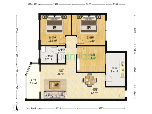 夜月雅居 3室2厅2卫 95平方
