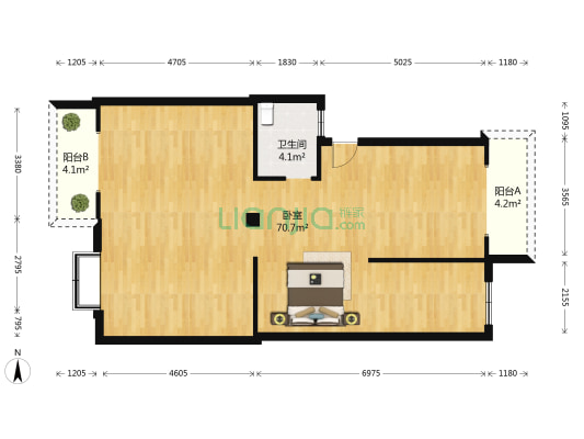 锦绣家园 1室0厅1卫 93平方
