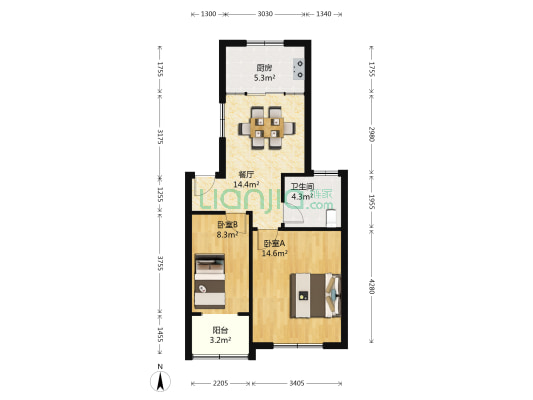 永欣新寓紫薇苑 2室1厅1卫 64平方
