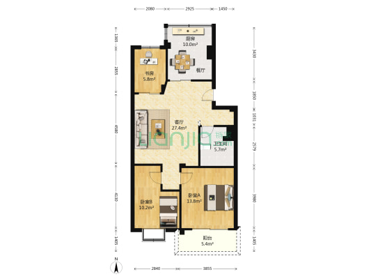 康城一期 3室1厅1卫 87平方