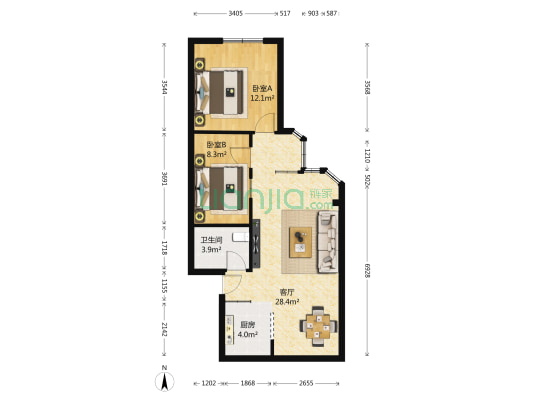陶苑小区 2室1厅1卫 71平方