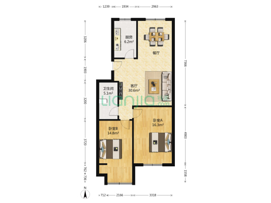 金裕花园 2室1厅1卫 92平方
