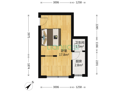 昌盛小区 1室0厅1卫 27平方