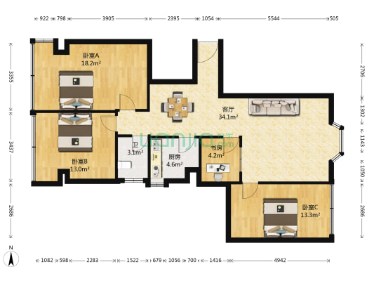 雅兰大厦 4室1厅1卫 139平方
