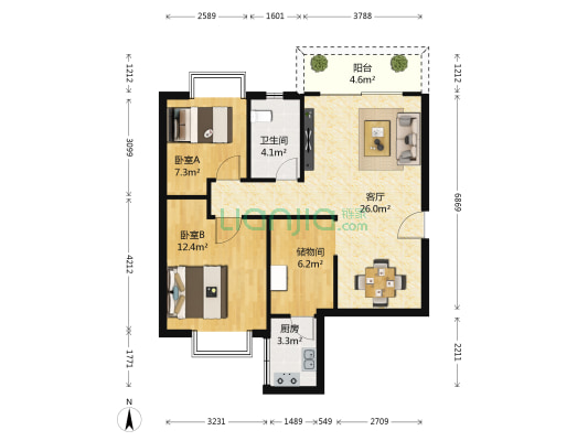 佳馨园 2室1厅1卫 79平方