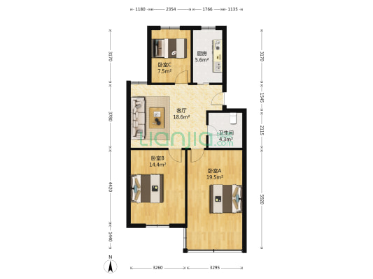 浦江花园北区 3室1厅1卫 83平方