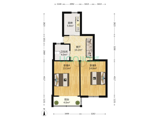金塘小区 2室1厅1卫 71平方