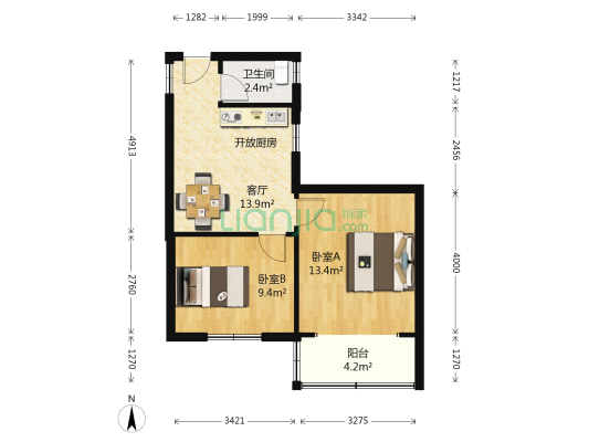 信府河 2室1厅1卫 60平方