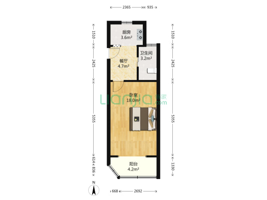 城北小区 1室1厅1卫 41平方