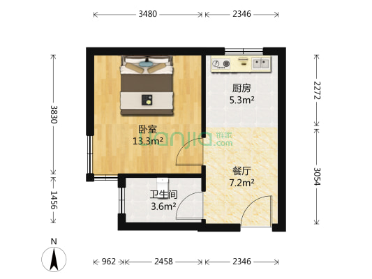 大唐东方盛世 1室1厅1卫 47平方