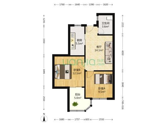 华江一村 2室1厅1卫 60平方