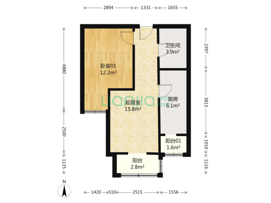 文晟家园北里 1室1厅1卫 60平方