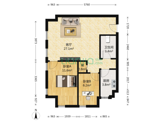 金碧海洋之星 2室1厅1卫 84平方