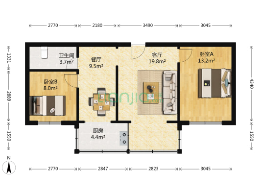 希望家园 2室2厅1卫 78平方