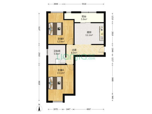 景港名人苑 2室0厅1卫 67平方
