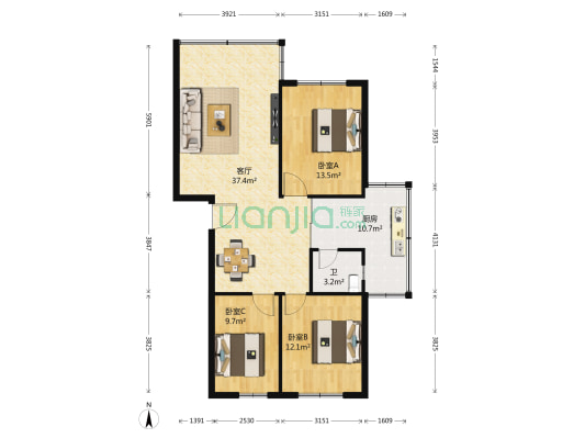 东翠花园 3室1厅1卫 99平方