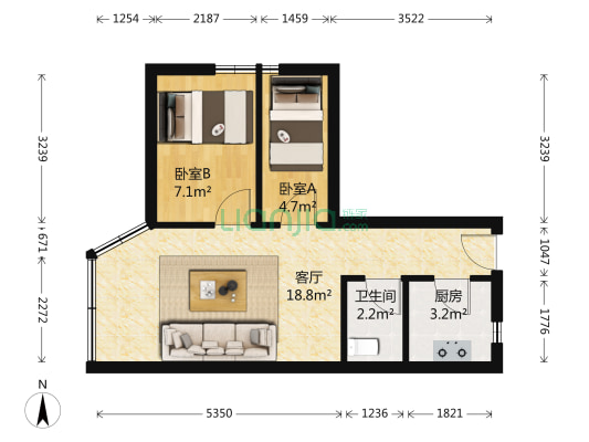 环翠园 2室1厅1卫 45平方