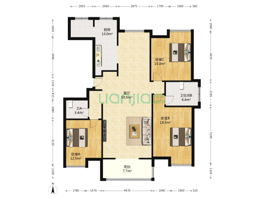 唐樾六和坊 3室1厅2卫 158平方