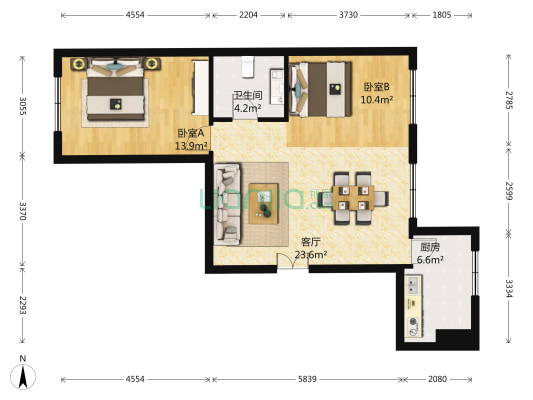 嘉华园 2室1厅1卫 84平方