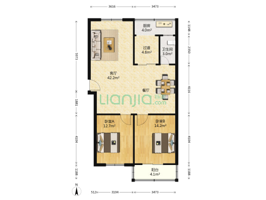寺坡路5号 2室1厅1卫 98平方