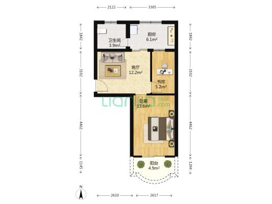 金谷明珠园 2室1厅1卫 56平方