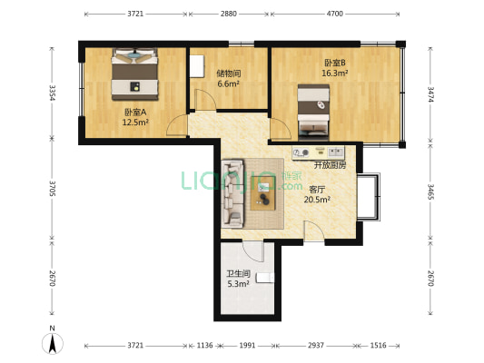 秀水小区 2室1厅1卫 77平方