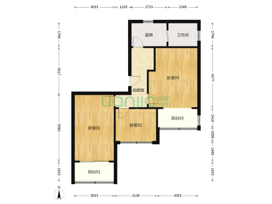 鼎盛公寓 3室1厅1卫 83平方