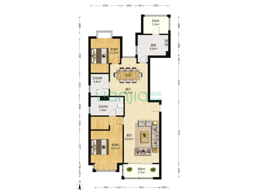 嘉御庭二期 2室2厅2卫 141平方
