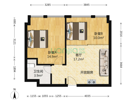 通用国际 2室1厅1卫 74平方